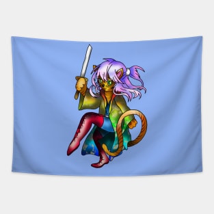 Dungeons and cats warrior with a sword Tapestry