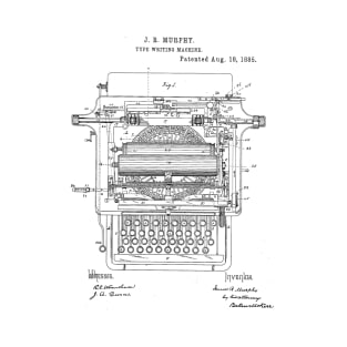 Type Writing Machine Vintage Patent Hand Drawing T-Shirt