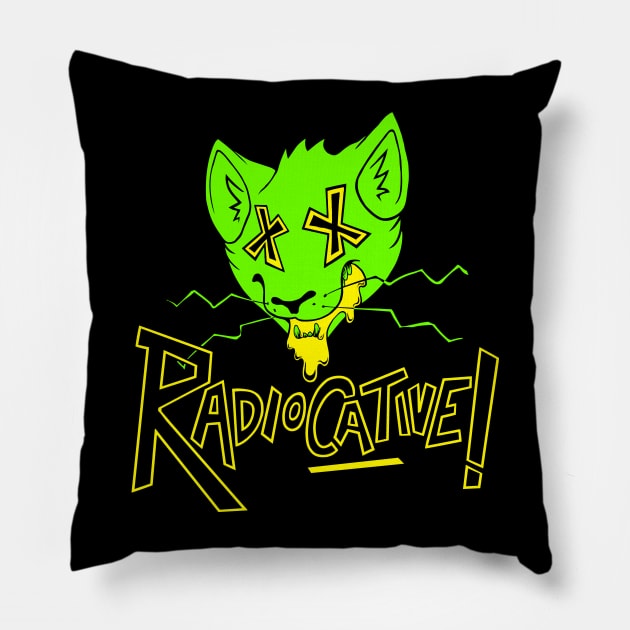 RadioCATive! Pillow by CliffeArts