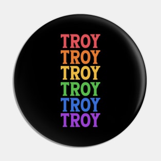 TROY RAINBOW TEXT Pin