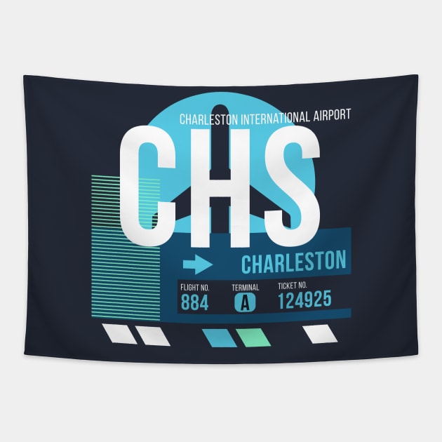 Charleston (CHS) Airport // Sunset Baggage Tag Tapestry by Now Boarding