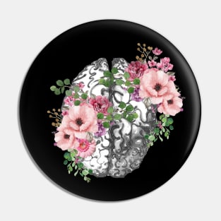 Brain human anatomy,pink roses, mental Pin