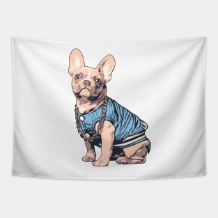 French Bulldog Illustration Art Wearing Baseball Jacket Tapestry