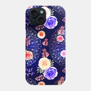 Spring Mandalas and Roses Midnight Blue Phone Case