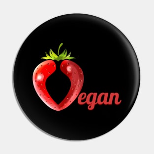 Strawberry Forming The Letter V For Vegan Pin