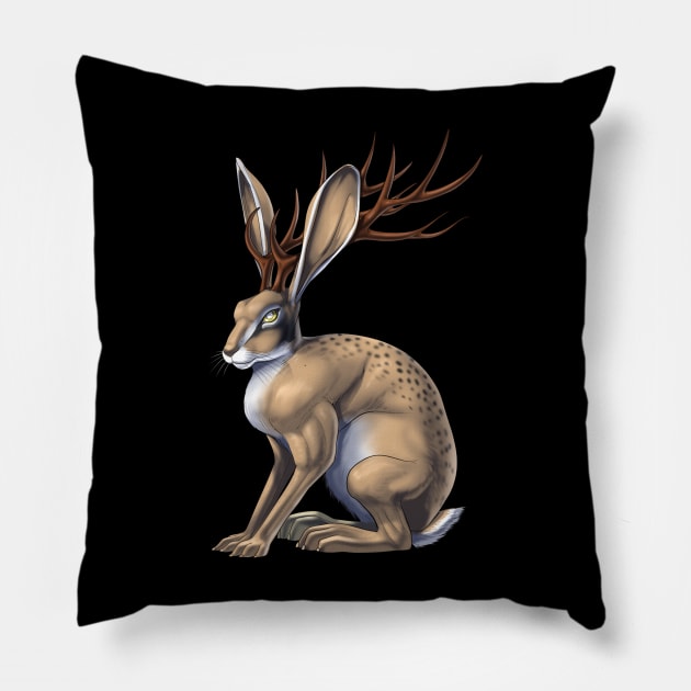 Jackalope Cryptid Creature Pillow by underheaven