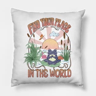 "Find Your Place in the World" Yogi Frog Pillow