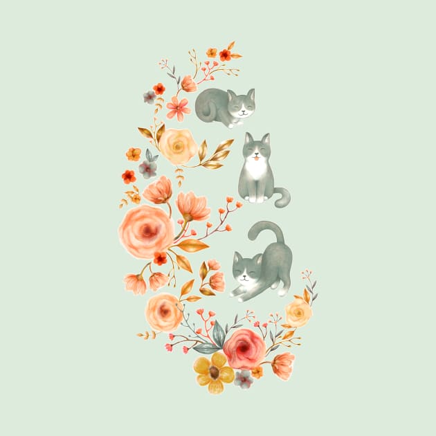 Fancy Felines with Flowers by PerrinLeFeuvre