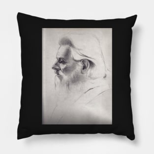 "The old man thinks" - original pencil drawing on paper Pillow