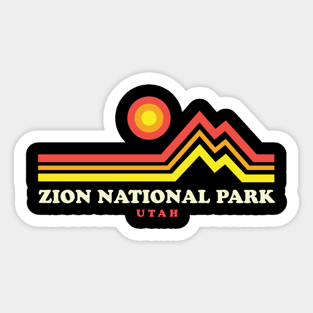 Zion National Park Hikes Retro Mountain Zion Park Utah - Zion - Sticker