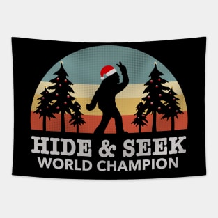 Retro Bigfoot hide and seek world champion Tapestry