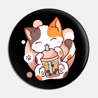 Cat Boba Tea Bubble Tea Anime Kawaii Neko Pin