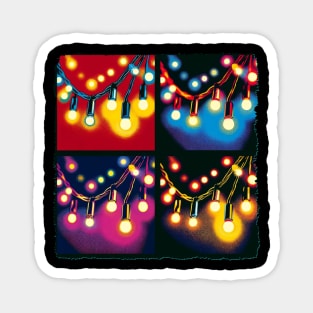 Luminous Lines: Pop Art's Twinkling Tapestry - Christmas Lights Magnet