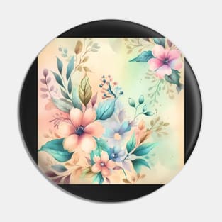 Springtime Watercolor Flowers Pin