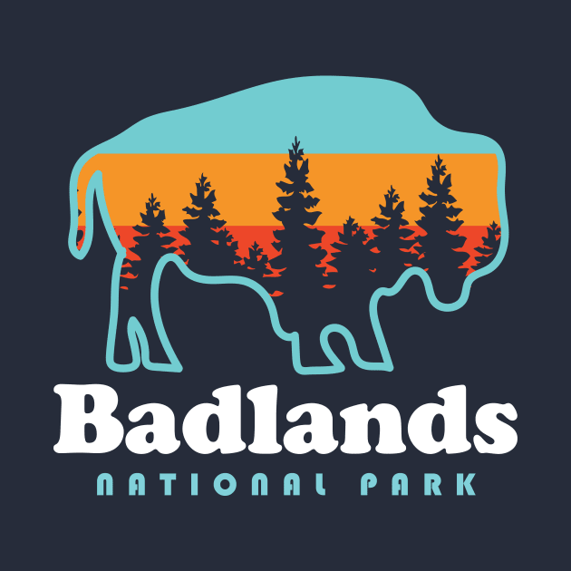 Badlands National Park Bison Retro South Dakota by PodDesignShop