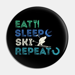 Eat Sleep Ski Repeat Pin