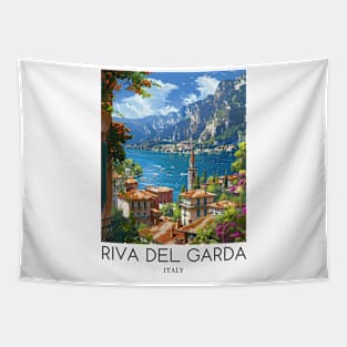 A Pop Art Travel Print of Riva del Garda - Italy Tapestry