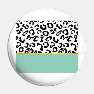 Black and white leopard print on mint, golden lining Pin