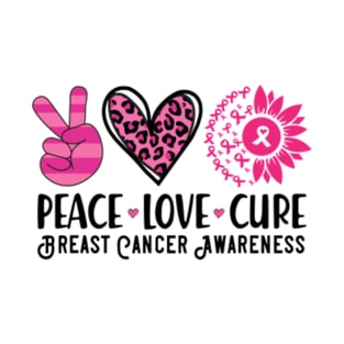 Peace Love Cure Breast Cancer Awareness T-Shirt