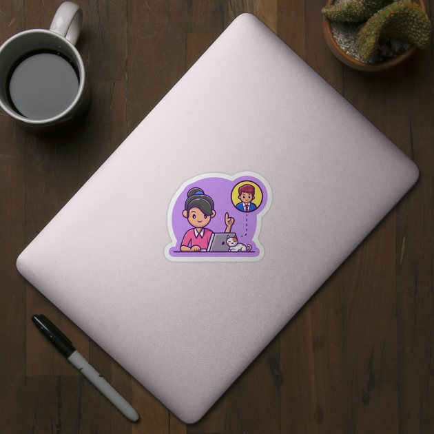 Women video call cartoon - Videocall - Sticker | TeePublic Women video call cartoon - Videocall - Sticker | TeePublic