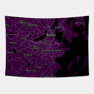 Boston deep purple map Tapestry