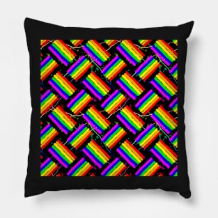 Rainbow Rought Stripes Thatched Pillow