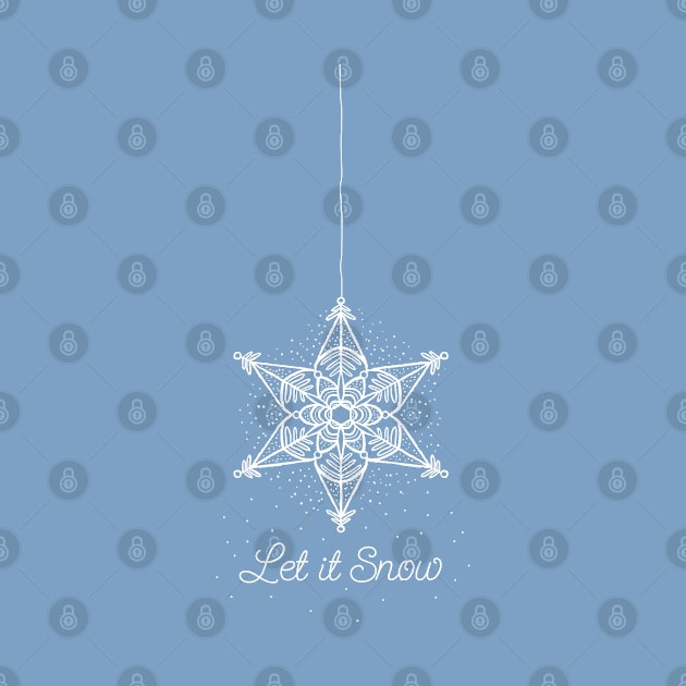 Let it Snow Christmas white snowflake illustration. Hand-drawn macrame snowflake trendy illustration. by ChrisiMM