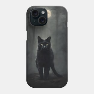 Black Cat in a Dark Forest Vintage Phone Case