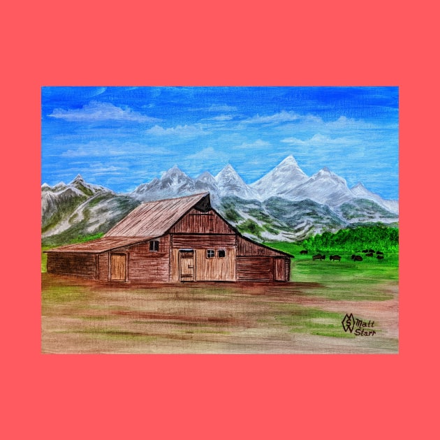 Barn at the Grand Teton Mountain Range by Matt Starr Fine Art