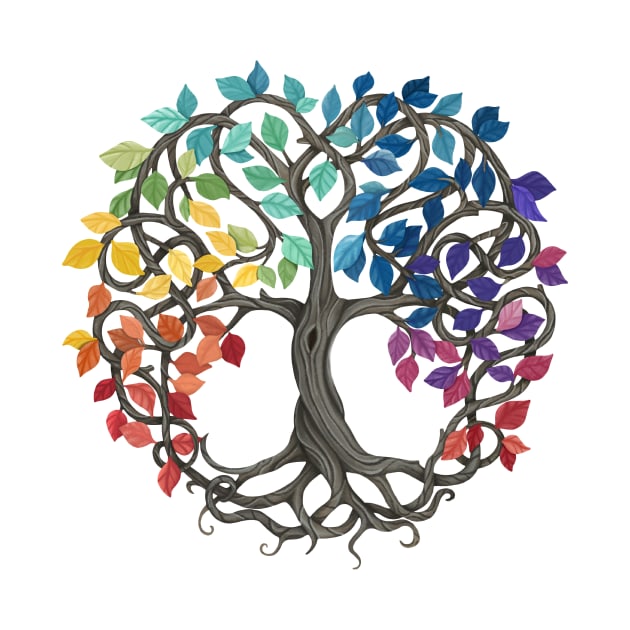 Peace, Love and Unity Celtic Rainbow Tree by CherylMarie