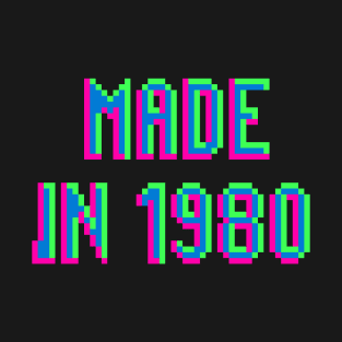 Made in 1980 Retro Pixel Neon Arcade T-Shirt