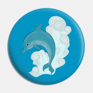 Happy Dolphin with wave Pin