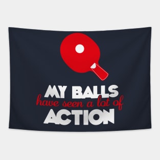 My balls have seen a lot of action (white) Tapestry