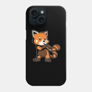 Cartoon red panda playing flute Phone Case