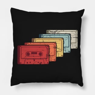 Retro Vintage Cassette Tapes Pillow