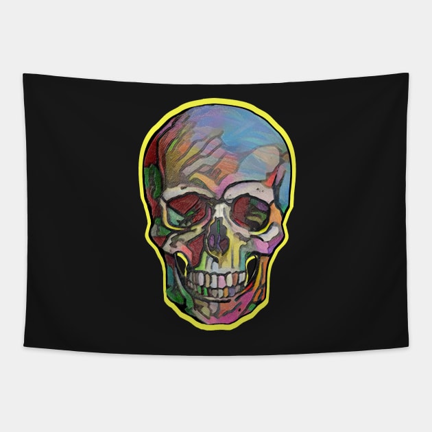 The Happy Skull (Yellow) Tapestry by Diego-t