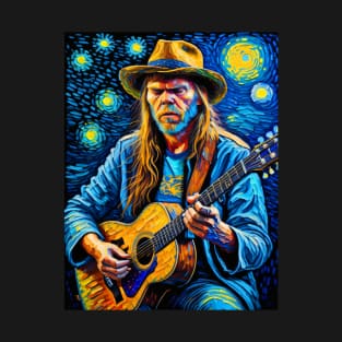 Neil Young in starry night T-Shirt