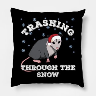 Christmas Opossum trashing through the snow Pillow