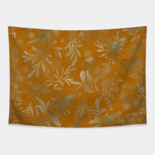 Lakeside garden watercolor earth tones burnt orange Tapestry