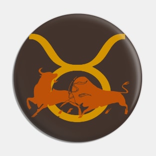 Taurean Bull Icon Glyph Of  Head and Horns Pin