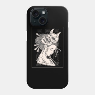 Oni Mask Girl gray Phone Case