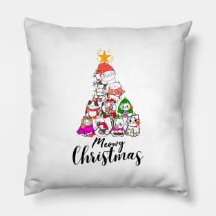 Meowy And Bright Christmas Cat Lover Gift Pillow