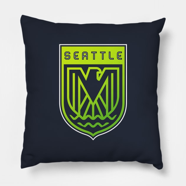 Modern Seattle Seahawks Football team Emblem Pillow by BooTeeQue