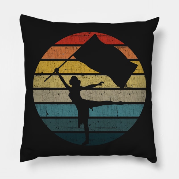 Colour Guard Silhouette On A Distressed Retro Sunset product Pillow by theodoros20