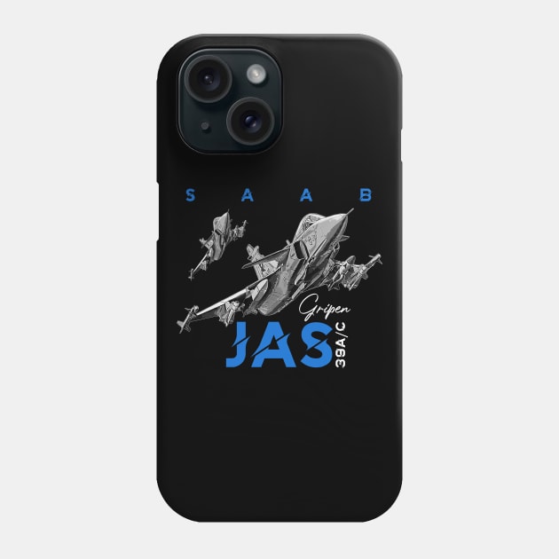 Saab JAS39 Gripen Swedish Aircraft Phone Case by aeroloversclothing