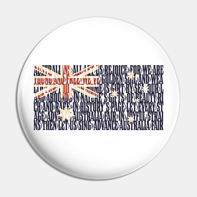 Australia national anthem flag - Advance Australia Fair Pin by DAFTFISH