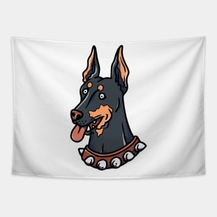 Hand drawn cute doberman illustration Tapestry