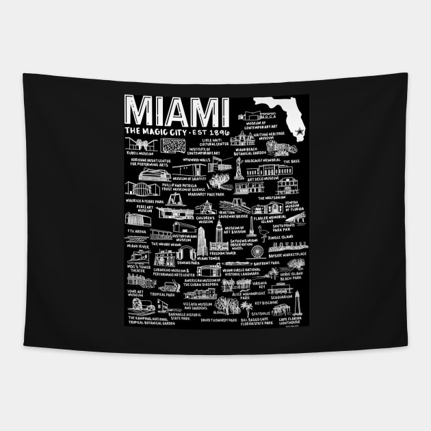 Miami Map Tapestry by fiberandgloss