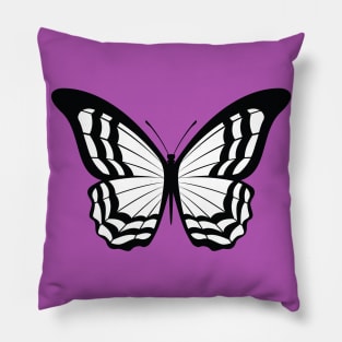 Butterflies White Black Pillow