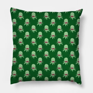 Bowtie Octopus Green Pattern Pillow